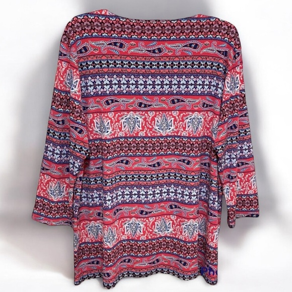 DressBarn navy & pink coral paisley top - Sz XL - Picture 2 of 10